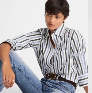 Madewell Easy Y-Neck Button-Up Shirt NW713 Size S NWT